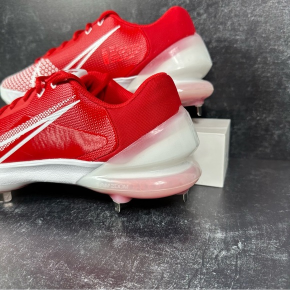 NIKE FORCE ZOOM TROUT 7 PRO UNIVERSITY RED MENS SIZE 9 METAL STUDS WHITE NEW - Picture 9 of 10